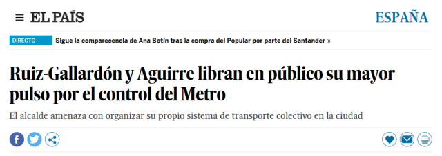 El País - guerra espe gallardón metro